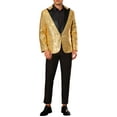 thumbnail image 2 of Blazer de lentejuelas INSPIRE CHIC para hombres, con solapa de pico, color bloque, brillante y reluciente, abrigo deportivo 2XL dorado, 2 of 5