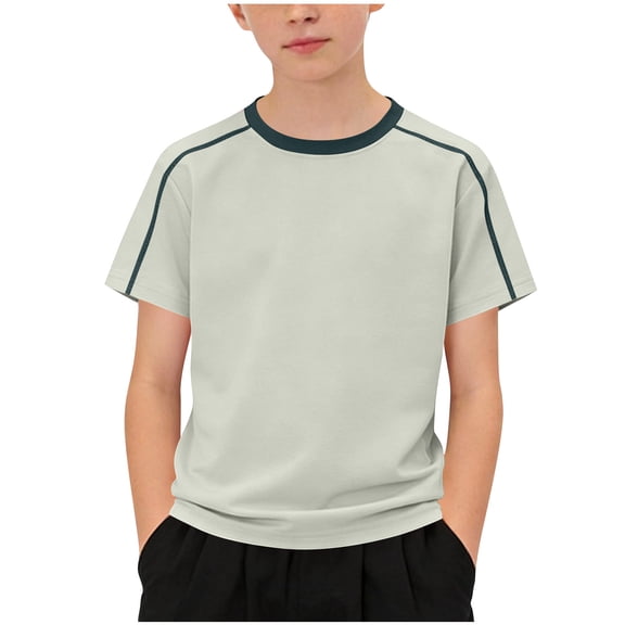 Cethrio Boys Athletic T-shirts Size 14, Casual Short Sleeve Quick-drying Running Kids Summer Tees Tops Green Size 14