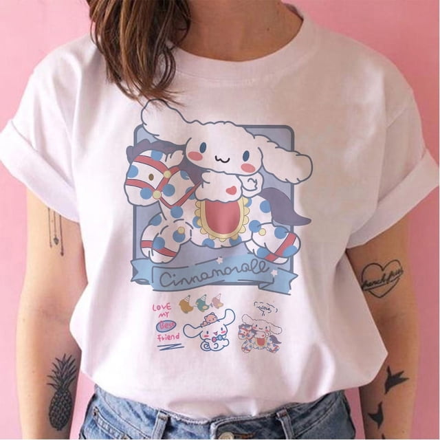 Camiseta de Cinnamoroll Y2k para mujer, ropa Sanrio, camisetas de manga corta, ropa para mujer y Niña