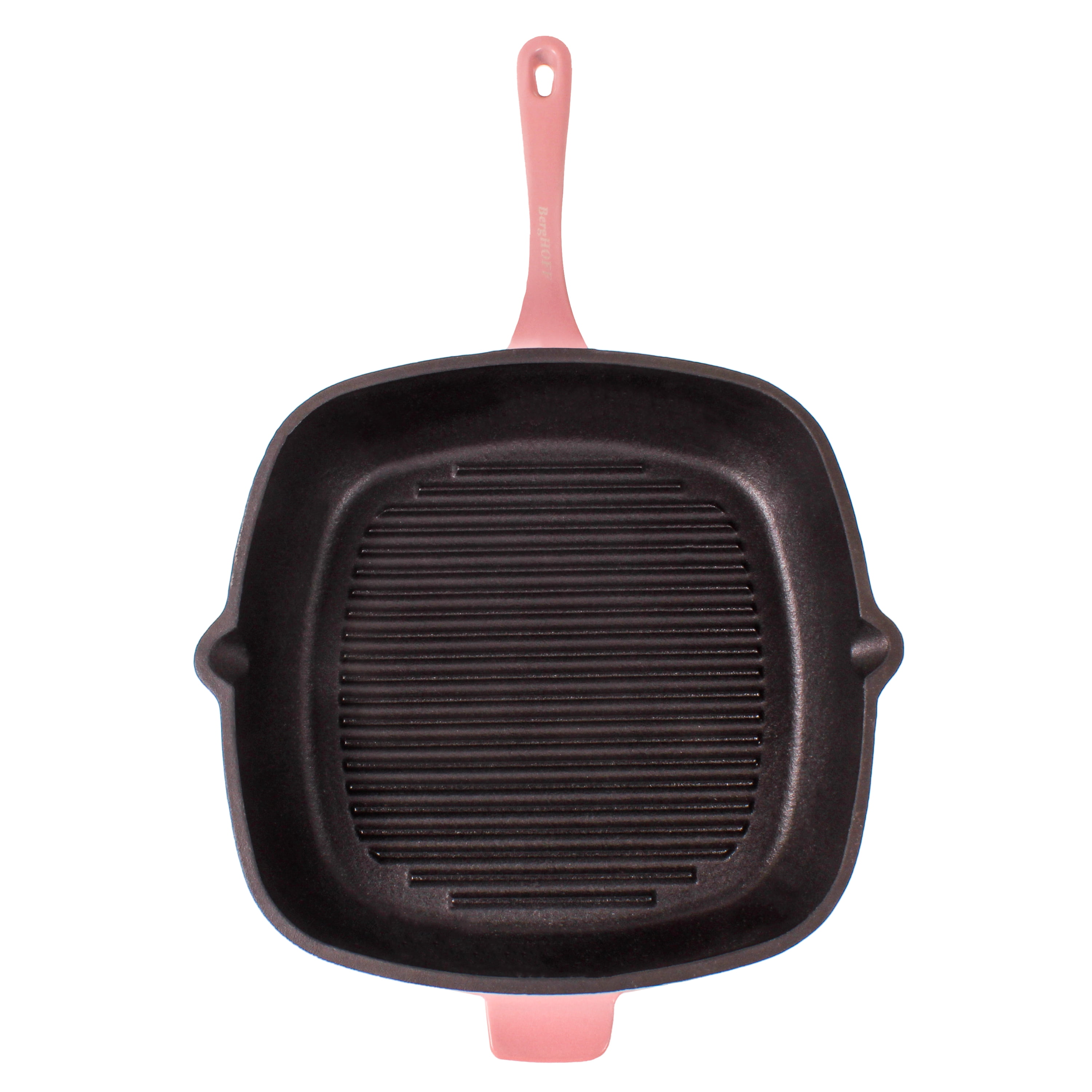 BergHOFF Neo 2pc Cast Iron 11" Grill Pan with Steak Press, Pink