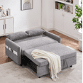 thumbnail image 2 of Euroco 55.1" Pull Out Sleep Sofa Bed Loveseats Sofa Couch with Adjsutable Backrest,USB Ports for Living Room, Bedroom, Storage Pockets, 2 Soft Pillows, Apartment, Office, 2 of 16