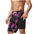 thumbnail image 6 of XUNKUSGA Mens Swim Trunks Fashion Tropical Hawaiian Printed Shorts Men with Compression Liner Lightweight Quick Dry Drawstring Elastic Waist Swim Trunks Men,Blue,L, 6 of 6