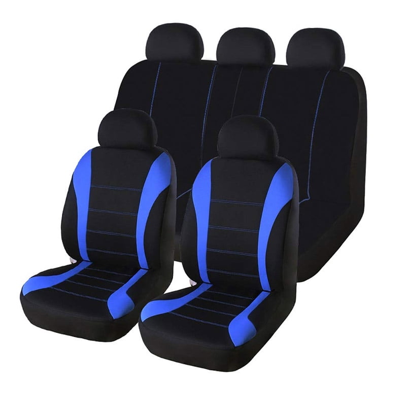 Van SUV Auto Seat Covers Full Set 9PCS Universal Fit for Car Truck Steering Wheel Cover All Seasons,Blue