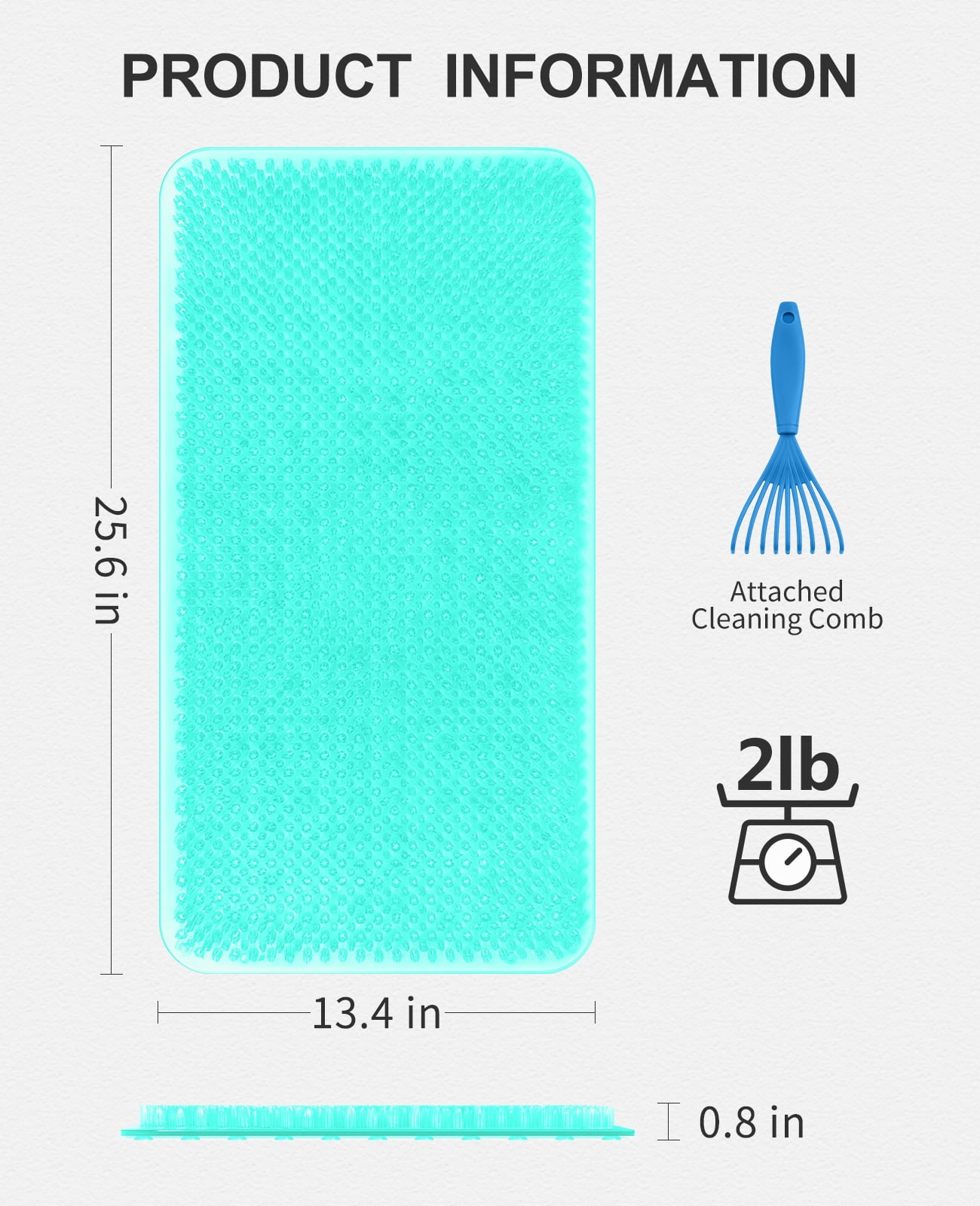 OTHWAY Non Slip Grassy Bathtub Mat :25.6x13.4 inches Spa Foot Massage Bathroom Rug,Quick Drain Shower Floor Mat for Elderly Pregnancy & Families(Clear Green)