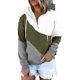 thumbnail image 2 of ICHUANYI Clearance Womens V-neck Long Sleeve Zipper Colorblock Sweatshirts Hoodies Pocket Tunic Tops With Drawstring(Army Green, XL) ICHUANYI WER2023080915134, 2 of 6