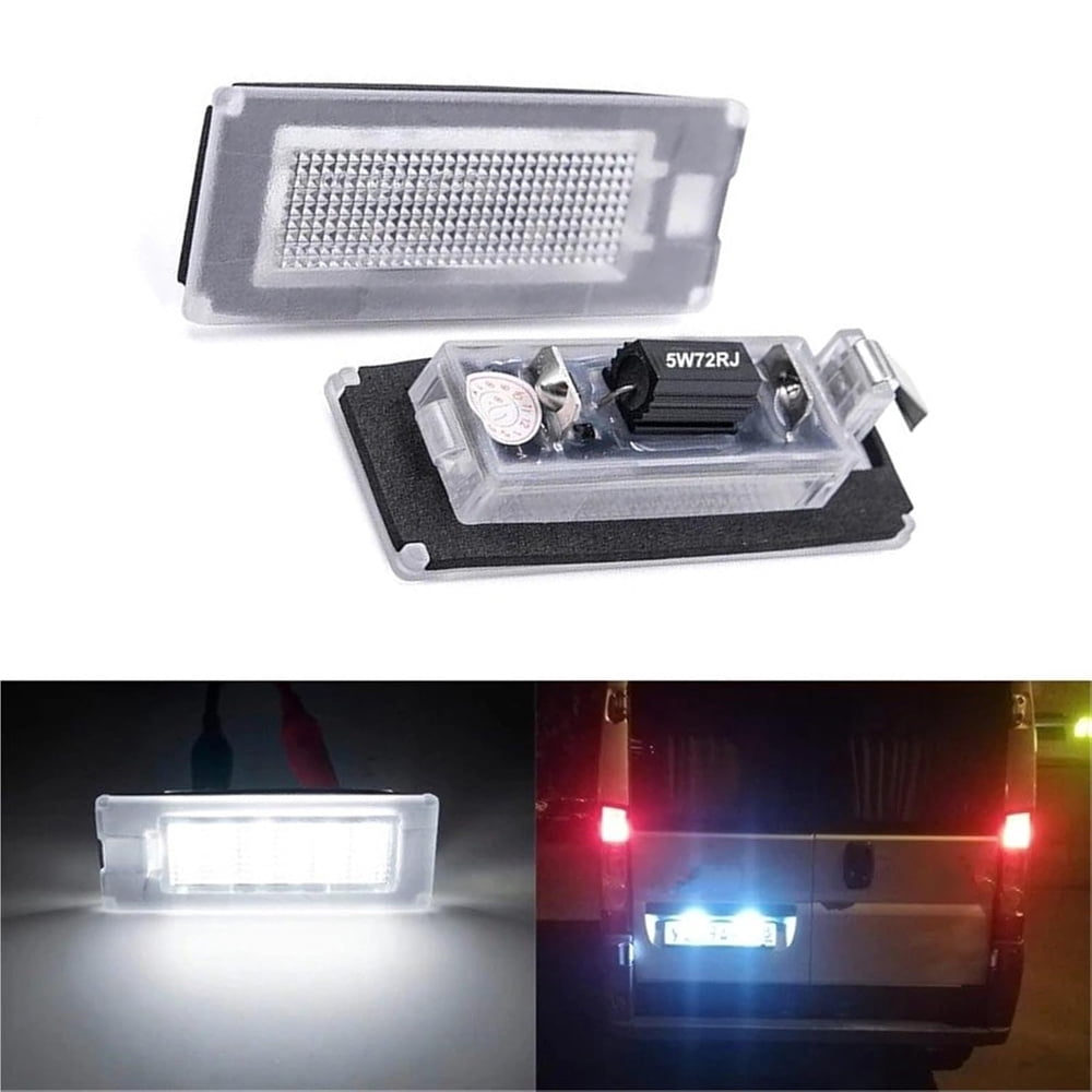 Zyutaosan Pair White LED License Plate Lights For Fiat Ducato Bus Box 2006-2020