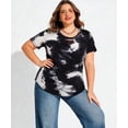 thumbnail image 6 of CASSIE LIZ Womens Plus Size 5X Tops Black White Tie Dye Oversized Crew Neck Front Cutout Short Sleeve T-Shirt for Women Summer Casual Loose Fit Tunic Tops Spring Tee 5XL 26W 28W, 6 of 8