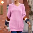 thumbnail image 6 of MYAOYI Womens Color Block Sleeve V Neck Sweater Oversized Knit Pullover, 6 of 8