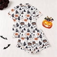 thumbnail image 4 of Bobifish Toddler Girls Halloween Print Sleepwear Sets Short Sleeve Collared Button Down Top&Shorts Nightwear Kids Girls Sets, 4 of 9
