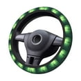 thumbnail image 2 of Xecao Green Night Sky Moon Branches patten Stretch Elastic Steering Wheel Cover, fits all vehicles, 15-inch diameter, 2 of 6