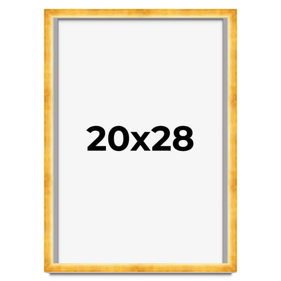 20x28 Shadow Box Frame Gold | 1.625 Inches Deep Real Wood Traditional Shadowbox Display Frame | UV