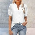 thumbnail image 2 of Womens Tops! Yigetop Womens Summer Business Casual Blouses V Neck Short Sleeve Shirts Hollow Out Cute Lace Tops Eyelet Tops for Women White 4XL, 2 of 4