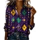 thumbnail image 3 of TaTaai Ladies Long Sleeve Carnival Top Round Neck Casual Polyester Shirt Lightweight Printed Festival Wear Size Up Recommended Gift, 3 of 5
