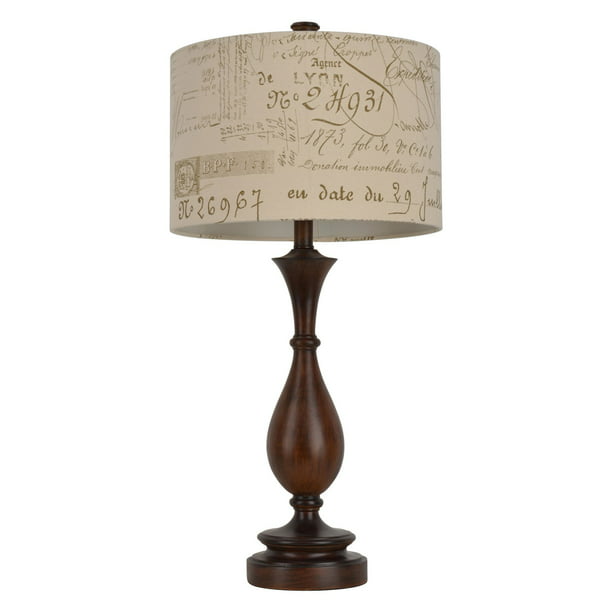 Decor Therapy Table Lamp With Script, French Print Lamp Shades