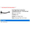 thumbnail image 2 of Front Right Outer Tie Rod End - Compatible with 2014 - 2019 Kia Soul 2015 2016 2017 2018, 2 of 2