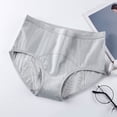 thumbnail image 2 of Alun Women's Leak Proof Soft and Breathable Underwear Simple Solid Color Ribbing Period Panties Lightweight Breathable Mid Waisted Briefs for Menstruation Grey XXL, 2 of 3