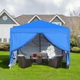 thumbnail image 2 of 10 x 10Ft Pop Up Portable Folding Canopy with 4pcs Weight Sand Bag and Storage Bag, Outdoor Gazebo Water-Resistant and UV Protection Canopy with Removable Sidewall with Zipper and Windows, Blue, 2 of 8