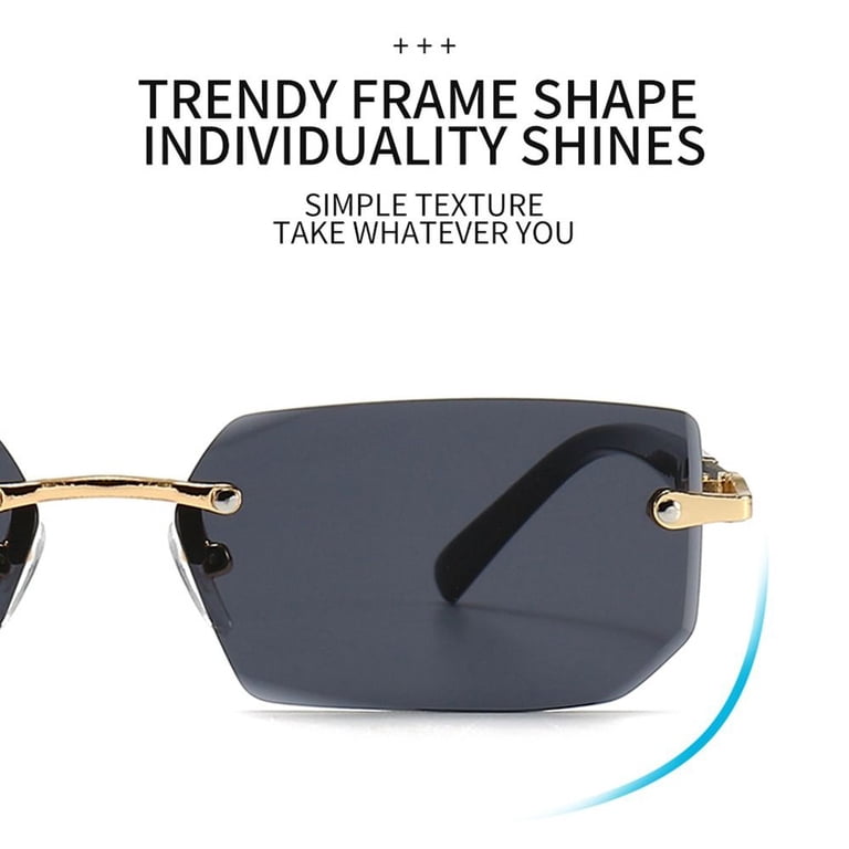 Rimless Rectangle Sunglasses Trendy Square Y2K Retro Frameless Eyewear Amazon.com: Dollger Y2K Sunglasses for Women 90s Rimless  main image 4