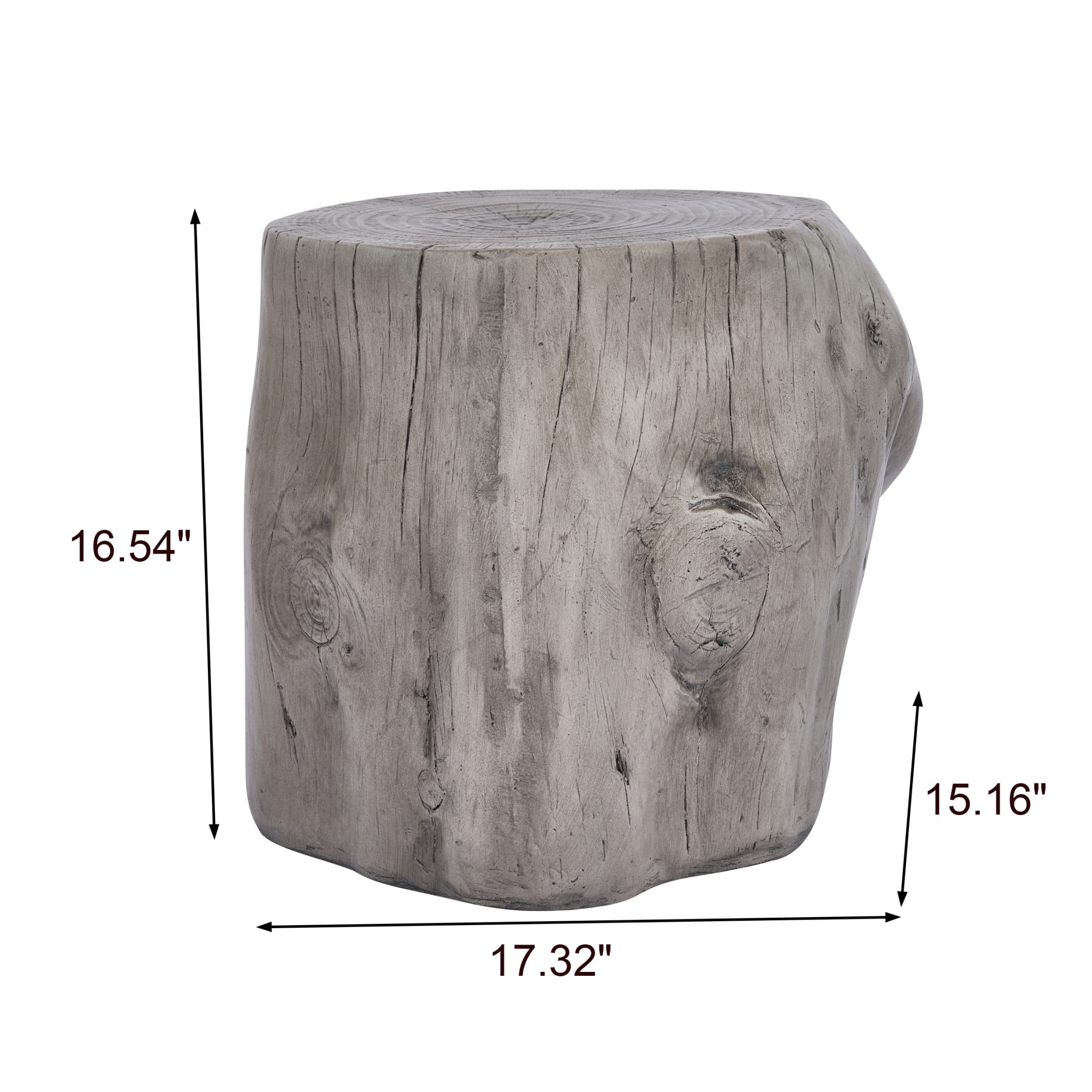 Christopher Knight Home 17.3” Tree Stump Side Table, MGO Accent Table for Indoor & Outdoor Use, Antique Gray