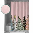 thumbnail image 4 of Christmas Winter Shower Curtain, 60" x 72", Snowflakes Pine Tree Simple Pink Waterproof Bathroom Curtain Washable Shower Curtain Set with 12 Hooks, 4 of 6