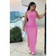 thumbnail image 1 of Vestido largo de punto sin mangas para mujer, prenda Sexy a la moda con cuello redondo, Color puro, ceñido al cuerpo, con abertura en las caderas, Color negro, para fiesta de verano, 1 of 5