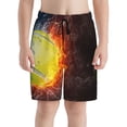 thumbnail image 2 of Cauagu Tennis Ball On Fire And Water Print Swim Trunks for Men,Youth Boys Swim Shorts Compression Liner Beach Shorts Boys' Swimming Shorts 7-20 Years Bathing Suit-X-Large, 2 of 7