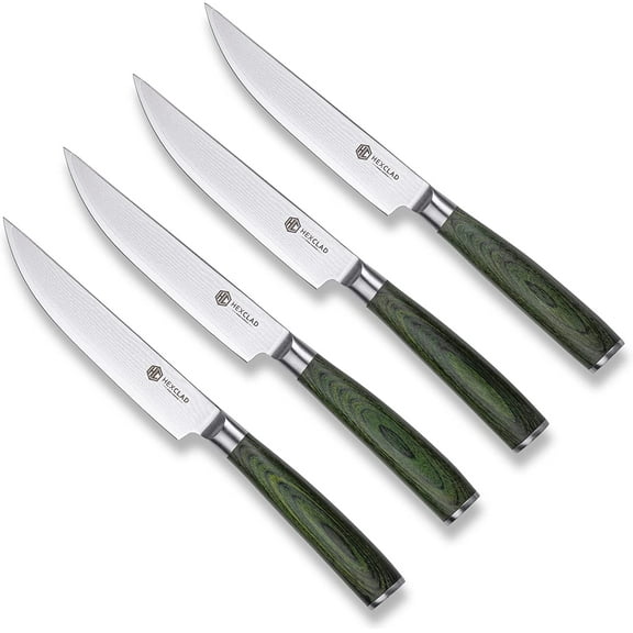HexClad 4 Piece Knife Set Japanese Damascus Stainless Steel Full Tang