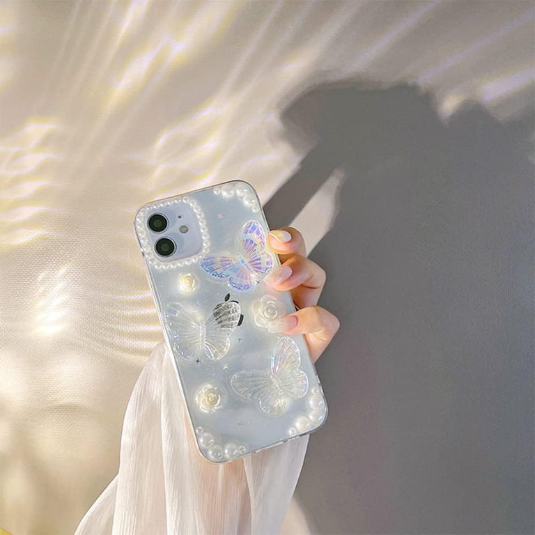 Compatible for iPhone 15 Pro Max Case with Phone Charm Chain,Pink Butterfly  Stars Moon Matte Frosted Cute Phone Case for iPhone 15 Pro Max Women Girly  ...