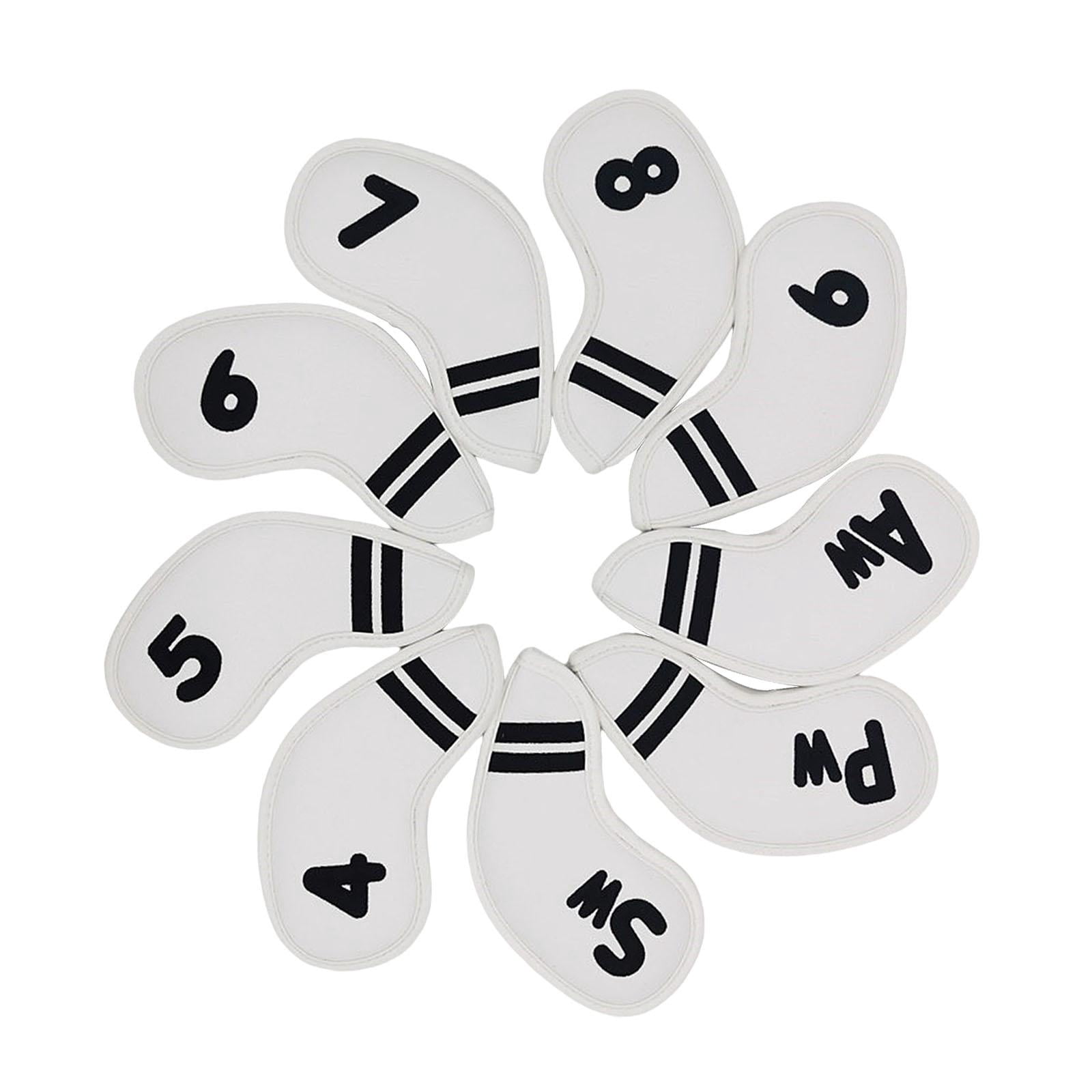 QccHieUs 9 Pcs Golf Club Head Covers, Mallet Putter Covers, Men's Protector, Premium white