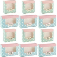 50 Pack Cookie Boxes With Window - 4x4x2.5 Inch Kraft Bakery Boxes For