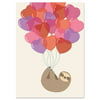 Floating Sloth Valentine Greeting Cards - Set of 8, with White Envelopes