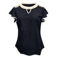 thumbnail image 4 of Babysbule Womens Summer Tops Clearance Women Summer Fashion Solid O-Neck Short Sleeve Casual Hollow Out T-Shirt Top, 4 of 6