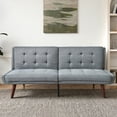 thumbnail image 2 of Jopat 63" Convertible Futon Sofa Bed,Modern Loveseat Sleeper Sofa Couch with 5-Position Adjustable Backrest for Small Spaces,Living Room,Grey, 2 of 7