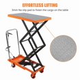thumbnail image 4 of Manual Double Scissor Hydraulic Lift Table Cart 770LB Loading Capacity 59" Lifting Height, 4-Wheel Material Handling Cart with Non-Slip Platform for Warehouse Transportation (Orange), 4 of 7