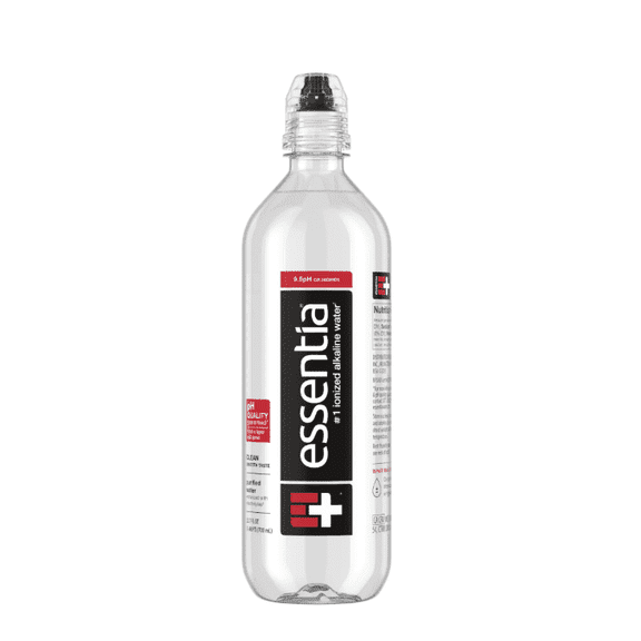 Essentia Bottled Water, 700 mL Sports Cap, Ionized Alkaline Water, 24 fl oz (Pack of 24)
