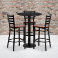 thumbnail image 4 of 30'' Round Black Laminate Table Set with 3 Ladder Back Metal Barstools - Cherry Wood Seat, 4 of 5