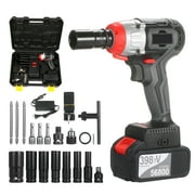 Cordless Impact Wrench Kit Brushless Drill 1/2 & 1/4 Inch Quick Chuck 980Nm Torque Fast 2X4.0A Battery Variable Speed Multifunction Impact Kit With 18 Accessories And Carrying Box