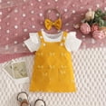 thumbnail image 2 of Bobifish Baby Girls Outfit Sets Short Sleeve Ribbed Bodysuit+Suspender Skirts+Bow Headband 3 PC Girls Outdoor Wear, 2 of 9