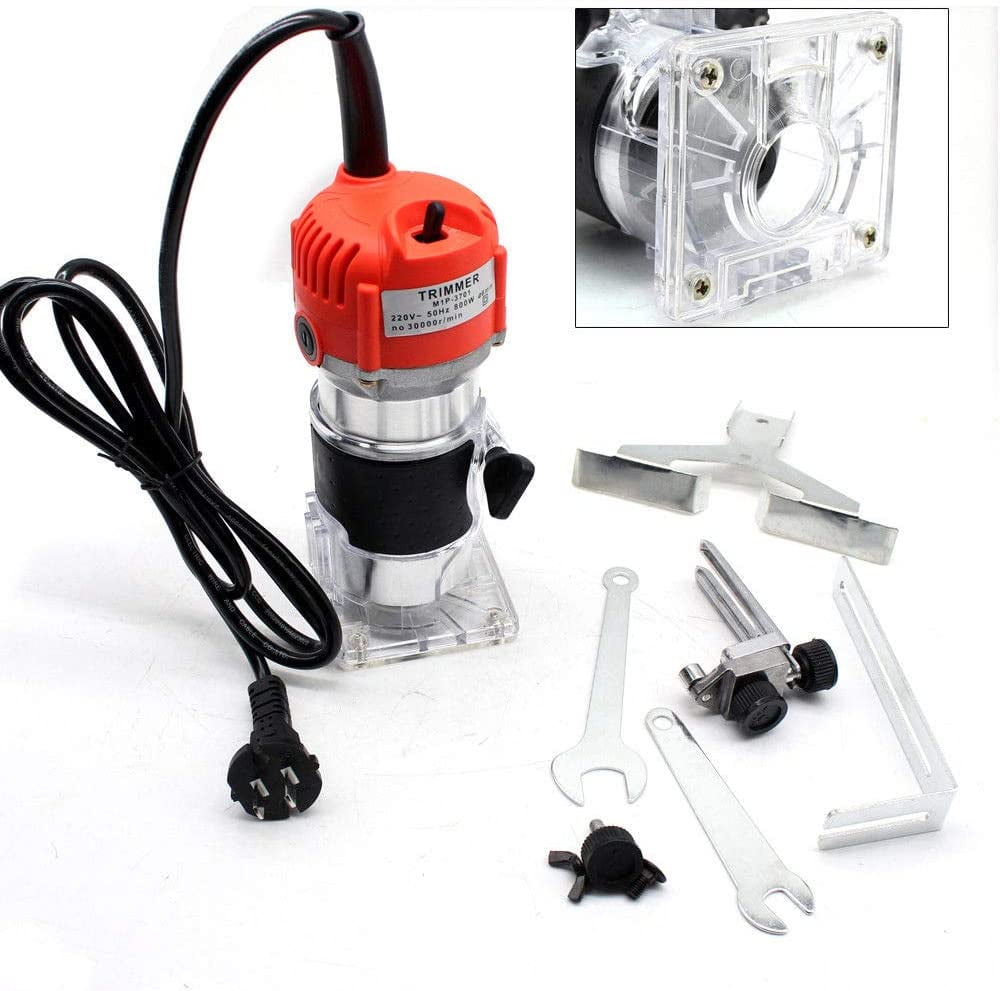 Electric Hand Trimmer 110V 800W Hand Wood Trimmer Wood Laminator Router Planing Grooving Tool Kit