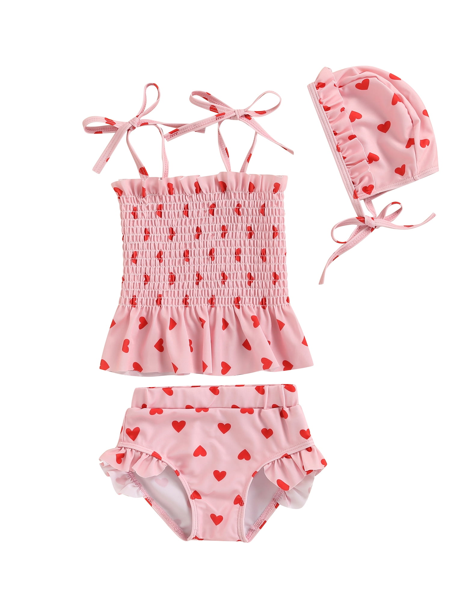 Canis Newborn Infant Baby Girl 3 Piece Love Heart Swimsuit Tankini ...