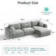 thumbnail image 3 of Linsy Home Oversized Modular Cloud Sectional Sofa, 128" 3 Seat L-Shaped Couches and Sofas with Movable Ottoman, Grey, 3 of 12