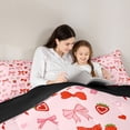 thumbnail image 4 of Erosebridal Girly Pink Ribbon Twin Bedding Sets 7-Piece, Cartoon Strawberry Bedding Comforter Set, 4 of 7
