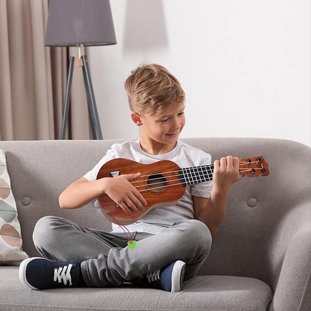 Ukelele para NiñOs de 17 Pulgadas, Guitarra de 4 Cuerdas, Miniguitarra, Instrumentos Musicales para NiñOs, Juguetes con PúAs para NiñOs PequeñOs, NiñOs y NiñAs, B
