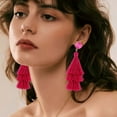 thumbnail image 1 of Boucles d'Oreilles Dormeuse pour Femmes Rose Rouge Géométrique Style Polyvalent Boucles d'Oreilles d'Été pour Femmes, 1 of 1
