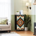 thumbnail image 2 of Boho Dresser for Bedroom with 4 Storage Drawers Geometric ornament Ethnic South Boho decor style Boho Dressers Chest of Drawers Steel Framed Fabric Closet Organizers for Entryway, 2 of 7