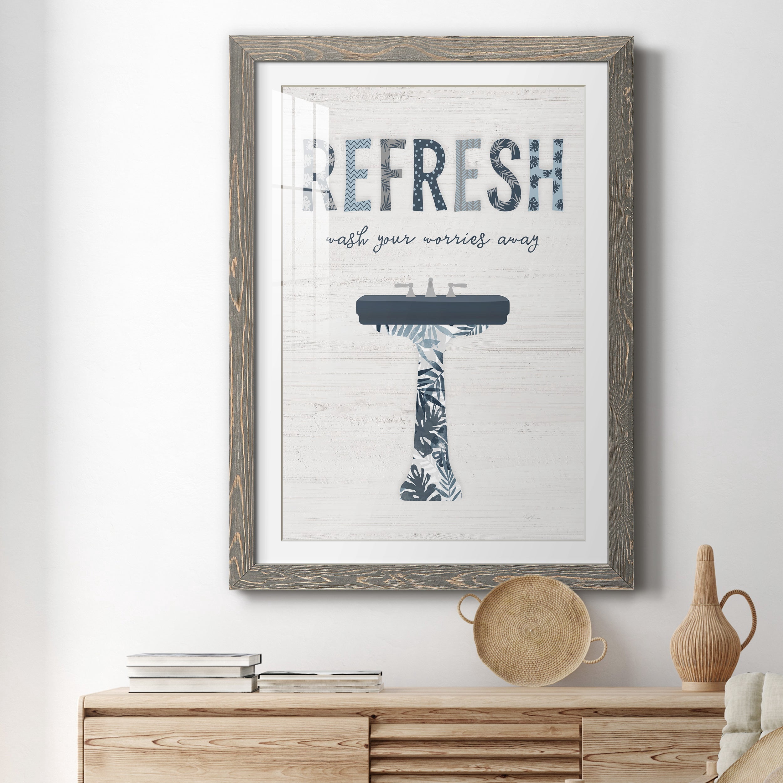 Palm Bath II - Premium Framed Print - Distressed Barnwood Frame - Ready to Hang