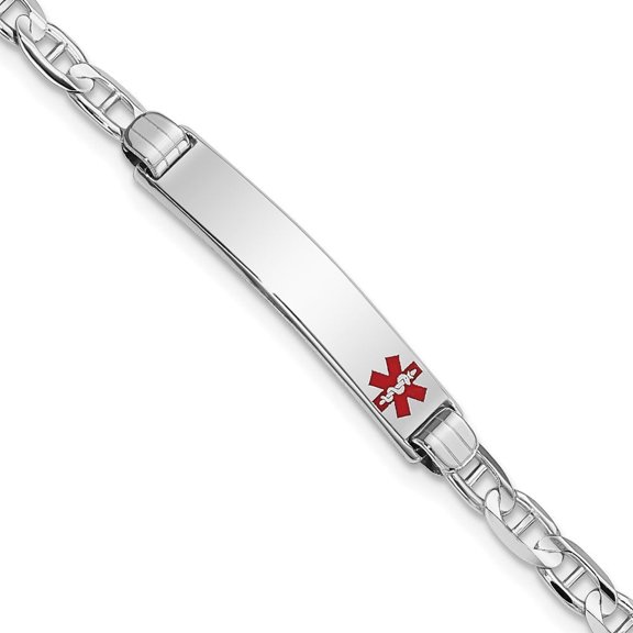 Auriga Fine Jewelry 14K White Gold Anchor Link Id Bracelet 7 inch for Women (L- 7inch, W- 5.5mm)