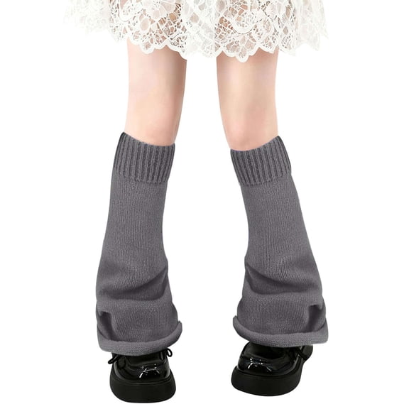 Deago Women's Leg Warmers Fashion Knit Warmers Long Socks Cute Y2K Kawaii Japanese Gothic Lolita Harajuku Accessories (Gray)