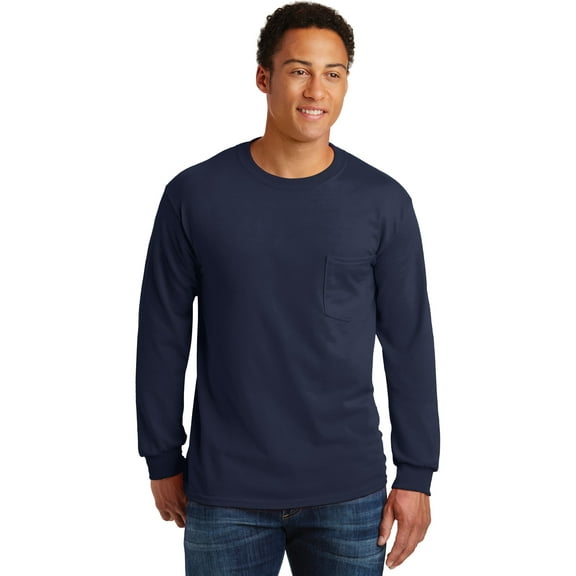 Ultra Cotton 100% Cotton Long Sleeve T-Shirt with Pocket