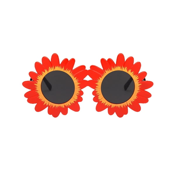 Qarigey Gafas de protección solar PC Shell Elementos de flores Gafas de fiesta a juego Gafas de sol redondas para niños Vacaciones con rojo Type3 NO3 Qarigey AP010495-04